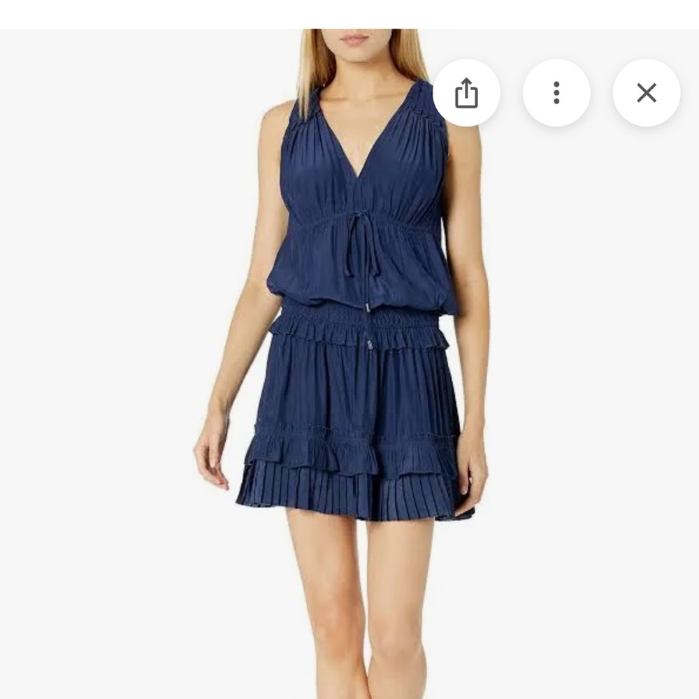 Ramy Brook Hadley Deep Blue Ruffled Mini Dress